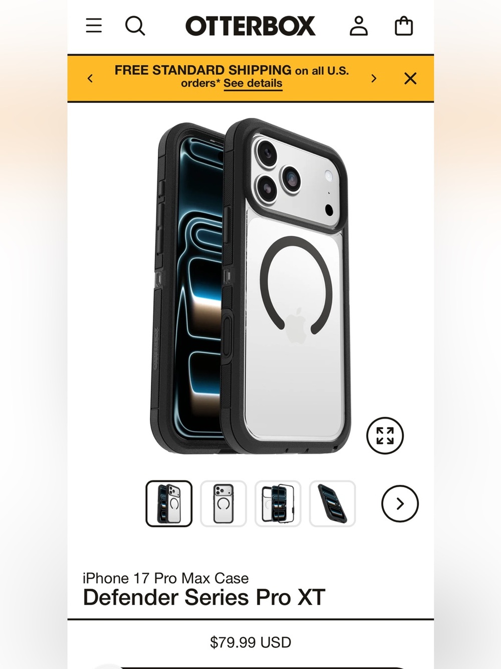 OtterBox Defender Series Pro XT Clear iPhone 17 pro max Case
